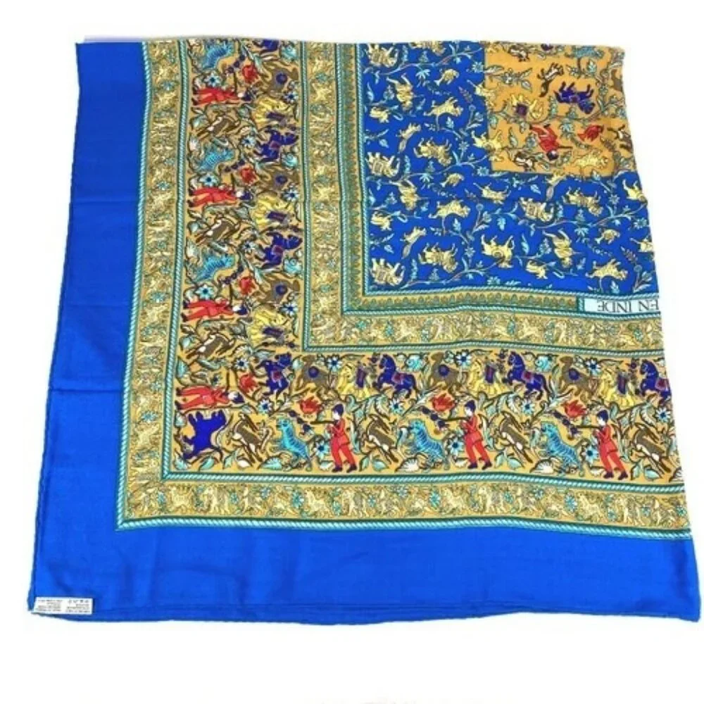 HERMES CHASSE EN INDE Indian Hunting Calle Jean 140 Large Shawl Stole Scarf - Picture 4 of 12